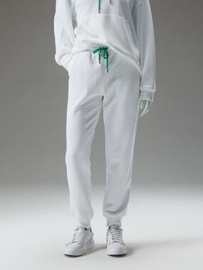 J.Lindeberg x Nelly Korda White FrenchTerry Fleece Joggers Green Logo Sweatpants